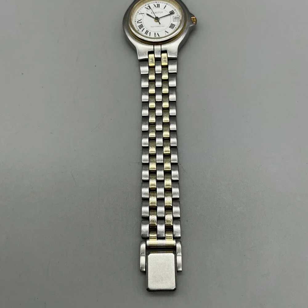 Exactly 71260030 Womens Watch 24mm Two Tone Date Swiss Made New Battery 6.75